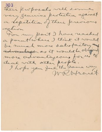 Lot #260 William Randolph Hearst Handwritten Letter Signed - Image 3