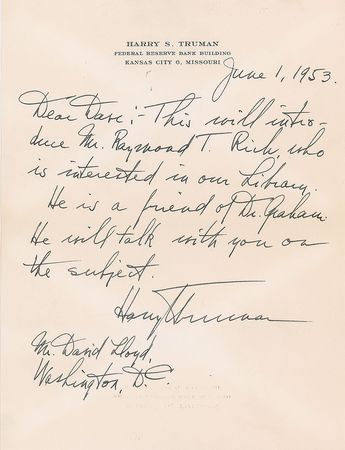 Lot #159 Harry S. Truman Handwritten Letter Signed - Image 1