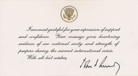 Lot #101 John F. Kennedy Acknowledgment Cards Acknowledgment Cards - Image 1