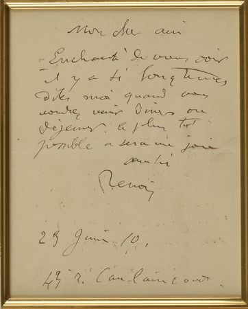 Lot #525 Pierre-Auguste Renoir Handwritten Letter Signed - Image 2