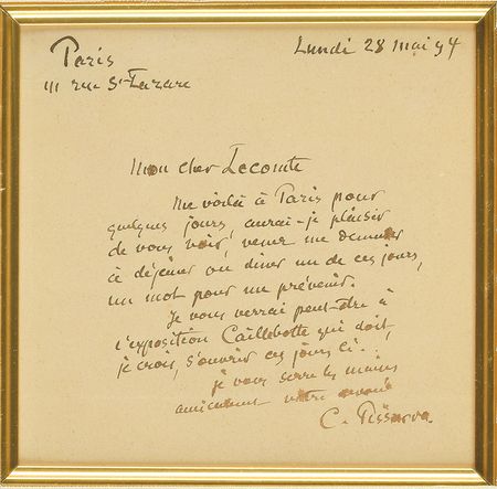 Lot #524 Camille Pissarro Handwritten Letter Signed - Image 2