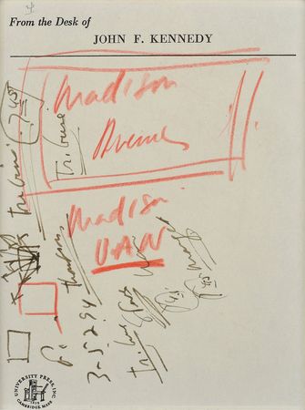 Lot #5 John F. Kennedy's Handwritten Notes: Notes on labor and the economy on a 