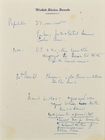 Lot #8 John F. Kennedy's Handwritten Notes on Vietnam: 