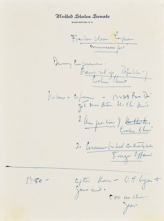 Lot #8 John F. Kennedy's Handwritten Notes on Vietnam: 