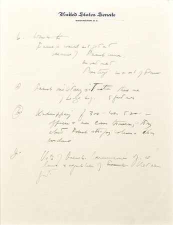 Lot #8 John F. Kennedy's Handwritten Notes on Vietnam: 
