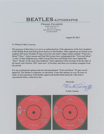 Lot #5013  Beatles Signed 'Twist and Shout' / 'Boys' Swedish 45 RPM Record - Image 4