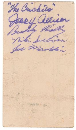 Lot #5291. Buddy Holly and the Crickets Signed Business Card