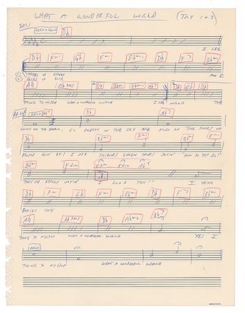 Lot #5211  What a Wonderful World Original Handwritten Music by George David Weiss - Image 5