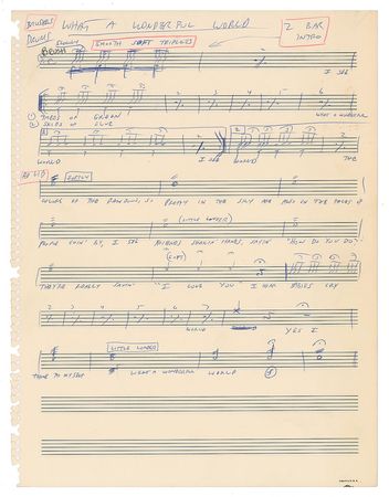 Lot #5211  What a Wonderful World Original Handwritten Music by George David Weiss - Image 6