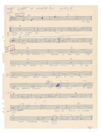 Lot #5211  What a Wonderful World Original Handwritten Music by George David Weiss - Image 7