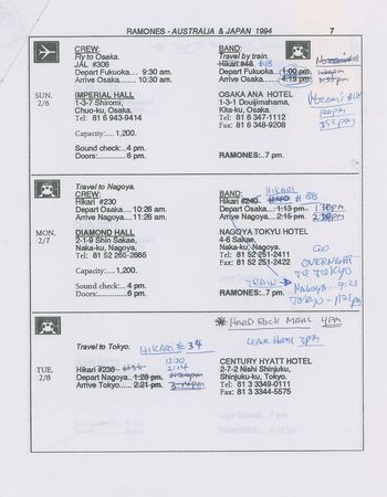 Lot #5532  Ramones Tokyo Hard Rock Cafe Leather Jacket and 1994 Japan Tour Itinerary - Image 5