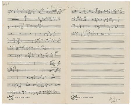 Lot #5180 John Coltrane Handwritten Music for 'You Came Along' - Image 1