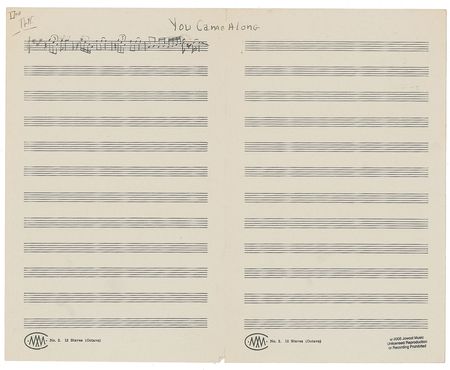 Lot #5180 John Coltrane Handwritten Music for 'You Came Along' - Image 4