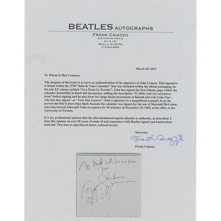 Lot #5032 John Lennon and Yoko Ono Signed Calendar - Image 6