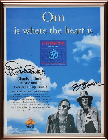 Lot #5026 George Harrison and Ravi Shankar Signed Advertisement - Image 1