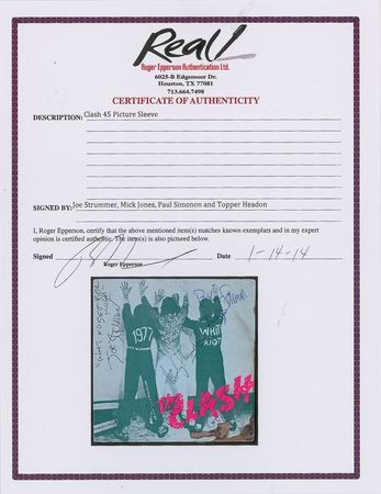 Lot #5534 The Clash Signed 45 RPM Record Sleeve - Image 2