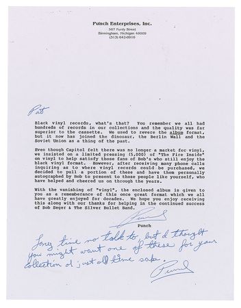 Lot #5501 Bob Seger Signed Album - Image 2