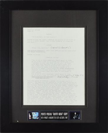 Lot #5598  Prince Graffiti Bridge Script Page with Handwritten Notes - Image 1