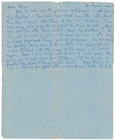 Lot #5004  Beatles 1964 Ed Sullivan Show Signatures - Image 2