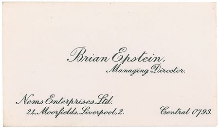 Lot #5025. Brian Epstein Business Card