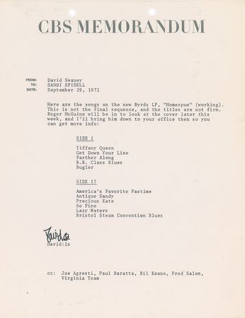 Lot #5346 The Byrds 'Farther Along' Documents - Image 3