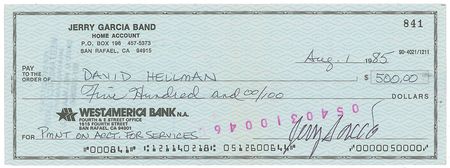 Lot #5139 Jerry Garcia Signed Check