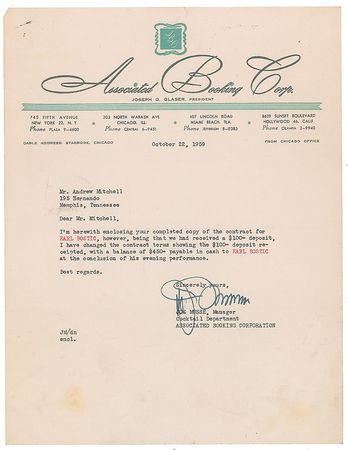 Lot #5220 Earl Bostic Signed Document - Image 2