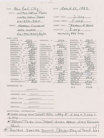 Lot #5621  Prince Group of (8) Purple Rain Tour Memos - Image 2