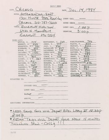 Lot #5621  Prince Group of (8) Purple Rain Tour Memos - Image 3