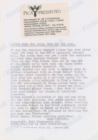 Lot #5599  Prince Group of (11) Photographs, Pass, and Ephemera - Image 10