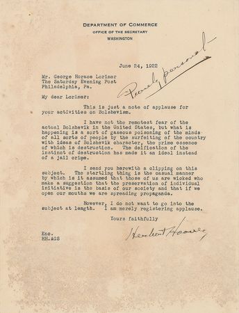 Lot #69 Herbert Hoover: 
