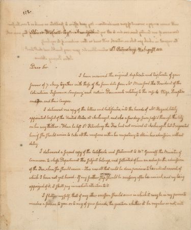 Lot #13 John Quincy Adams: From St. Petersburg as