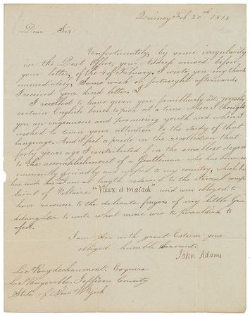Lot #3 John Adams: I am at length reduced to the