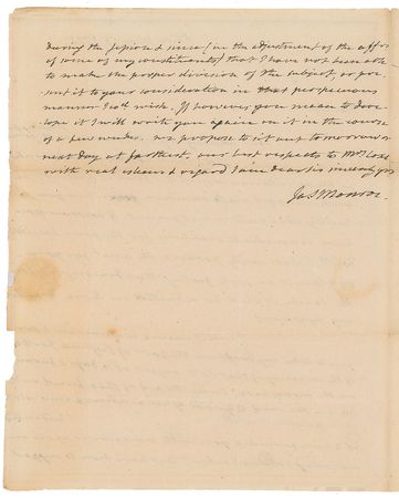 Lot #10 James Monroe Handwritten Letter Signed - Image 2