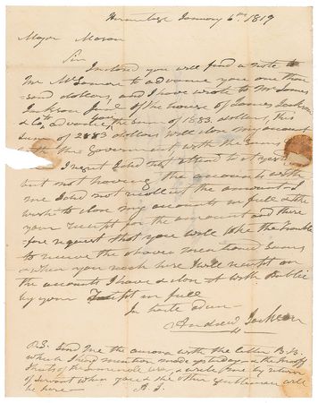 Lot #17 Andrew Jackson: Jackson closes his account