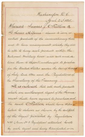 Lot #41 Andrew Johnson and U. S. Grant: President Johnson and Lt. Gen. Grant restore trade between north and south - Image 3