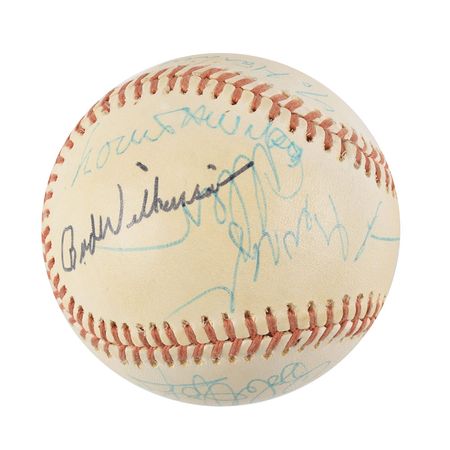 Lot #905 Muhammad Ali and Wilt Chamberlain: Muhammad Ali, Wilt Chamberlain, and Louis Armstrong highlight a unique early 1970s celebrity baseball - Image 2