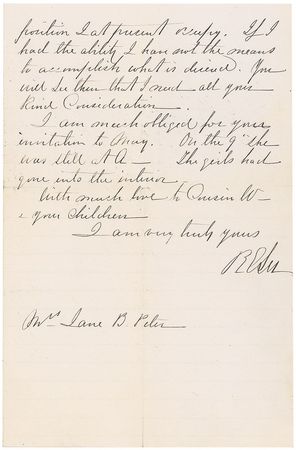 Lot #320 Robert E. Lee: Writing in 1861 of the ?terrible national calamity impending over us,? Lee reflects: ?Yet how happy are the dead, & how much distress have they been spared? - Image 3