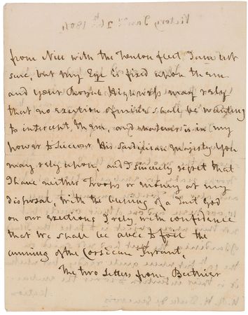 Lot #345 Horatio Nelson: Blockading Napoleon?s fleet on the HMS Victory, Lord Nelson writes ?with confidence that we shall be able to foil the cunning of the Corsican Tyrant? - Image 2