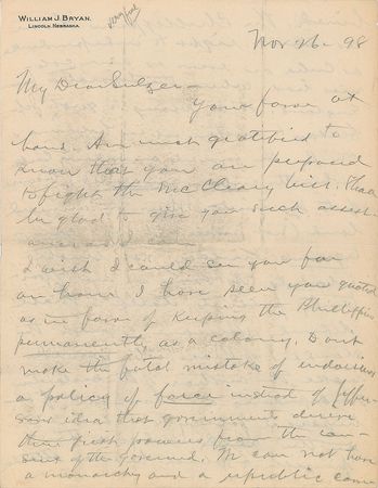 Lot #141 William Jennings Bryan: Bryan defends 