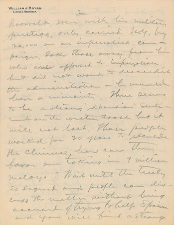 Lot #141 William Jennings Bryan: Bryan defends 