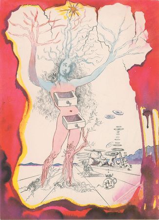 Lot #449 Salvador Dali: Large and impressive surrealist sketch-within-a-print - Image 2