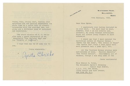 Lot #486 Agatha Christie: Agatha Christie's recommended reading—