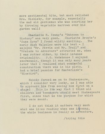 Lot #486 Agatha Christie: Agatha Christie's recommended reading—