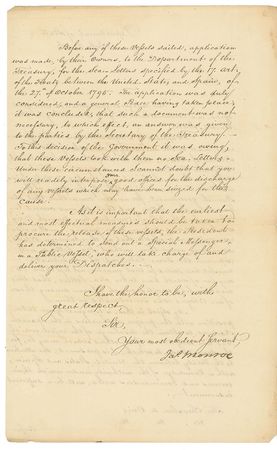 Lot #8 James Monroe: Monroe investigates the seizure of a Nantucket whaling ship off the coast of Valparaiso - Image 2