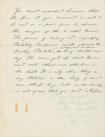 Lot #40 U. S. Grant: Grant acts to block an invasion of Canada: 