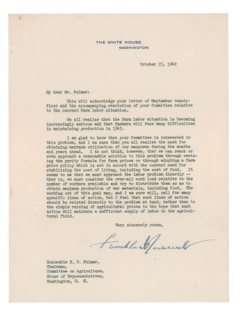 Lot #70 Franklin D. Roosevelt: FDR on agriculture in war and peace - Image 2