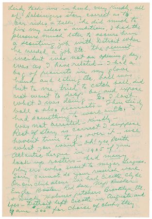 Lot #896 Ty Cobb: Cobb describes his amateur career as a 17-year-old, praises pitching great Walter Johnson?