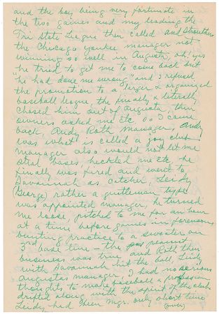 Lot #896 Ty Cobb: Cobb describes his amateur career as a 17-year-old, praises pitching great Walter Johnson?