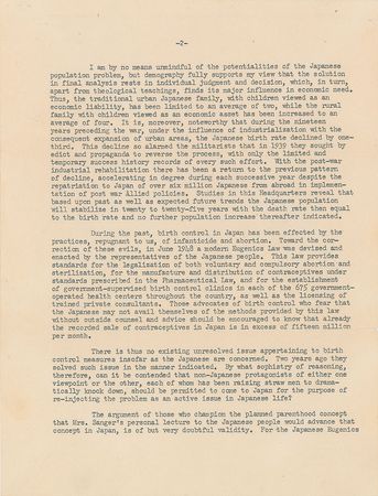 Lot #334 Douglas MacArthur: MacArthur weighs in on birth control and 